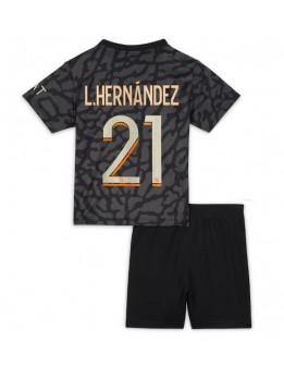 Paris Saint-Germain Lucas Hernandez #21 Ausweichtrikot für Kinder 2023-24 Kurzarm (+ Kurze Hosen)